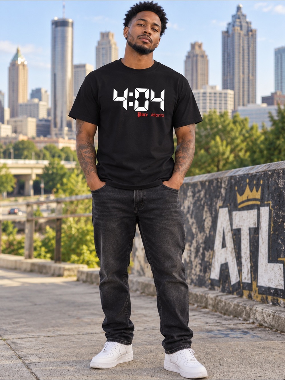 PURE 4:04 PURE ATLANTA TIME TEE SHIRT SIZE LARGE SHORT SLEEVES